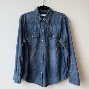 Alexa Chung for Madewell Denim Western Shirt in Vintage Wash, Size M